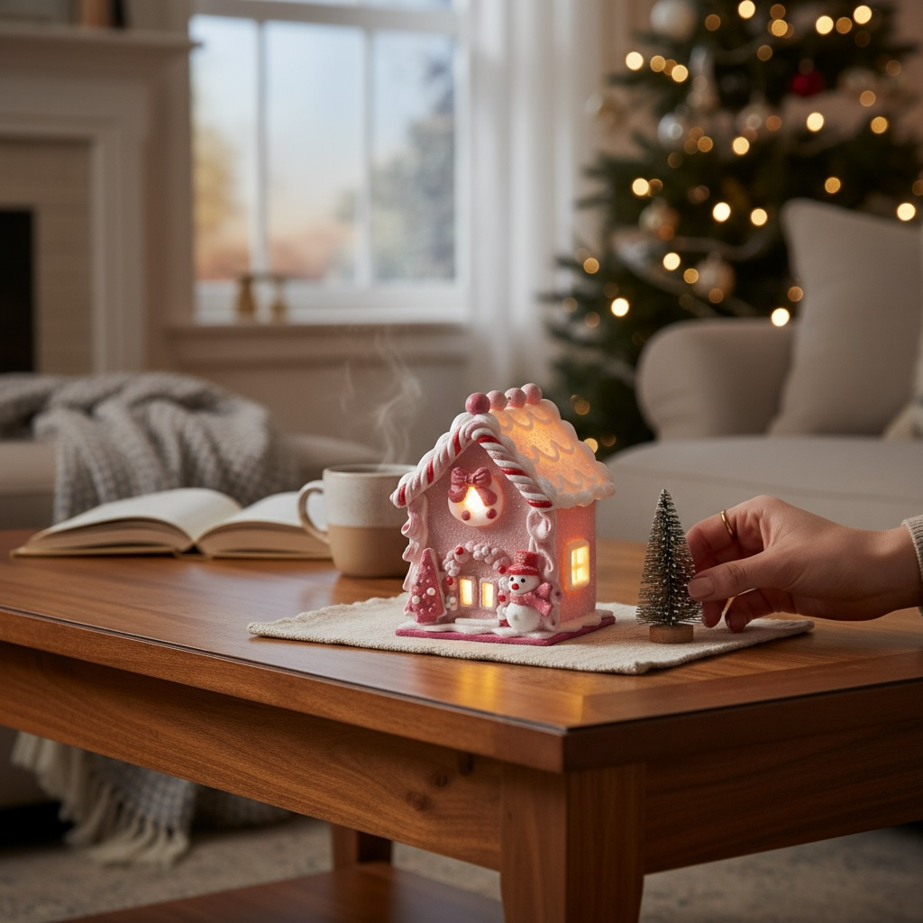 Pink Clay Dough Christmas Gingerbread House – Gingerbread, Santa, or Snowman with Timer