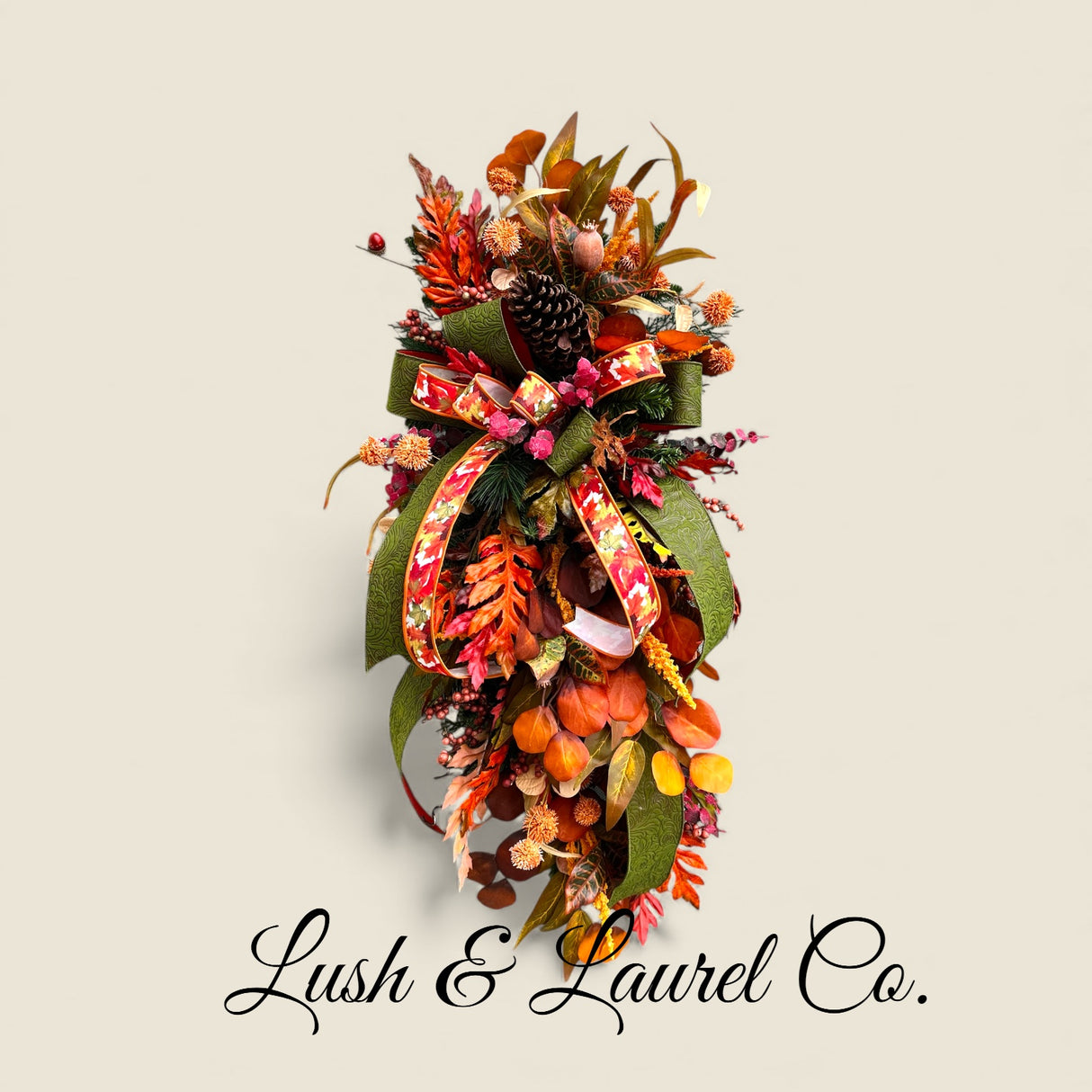 The Glenleaf Swag – Autumn Leaves, Pinecones & Ribbon