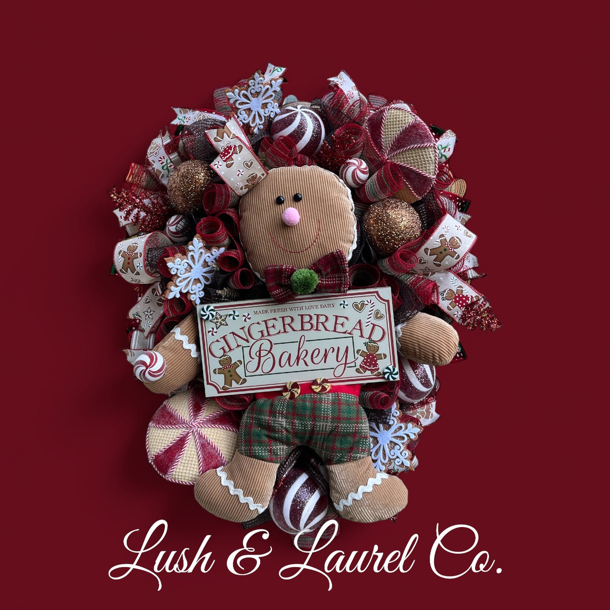 Gingerbread Bakery Swag – Holiday Teardrop Wreath