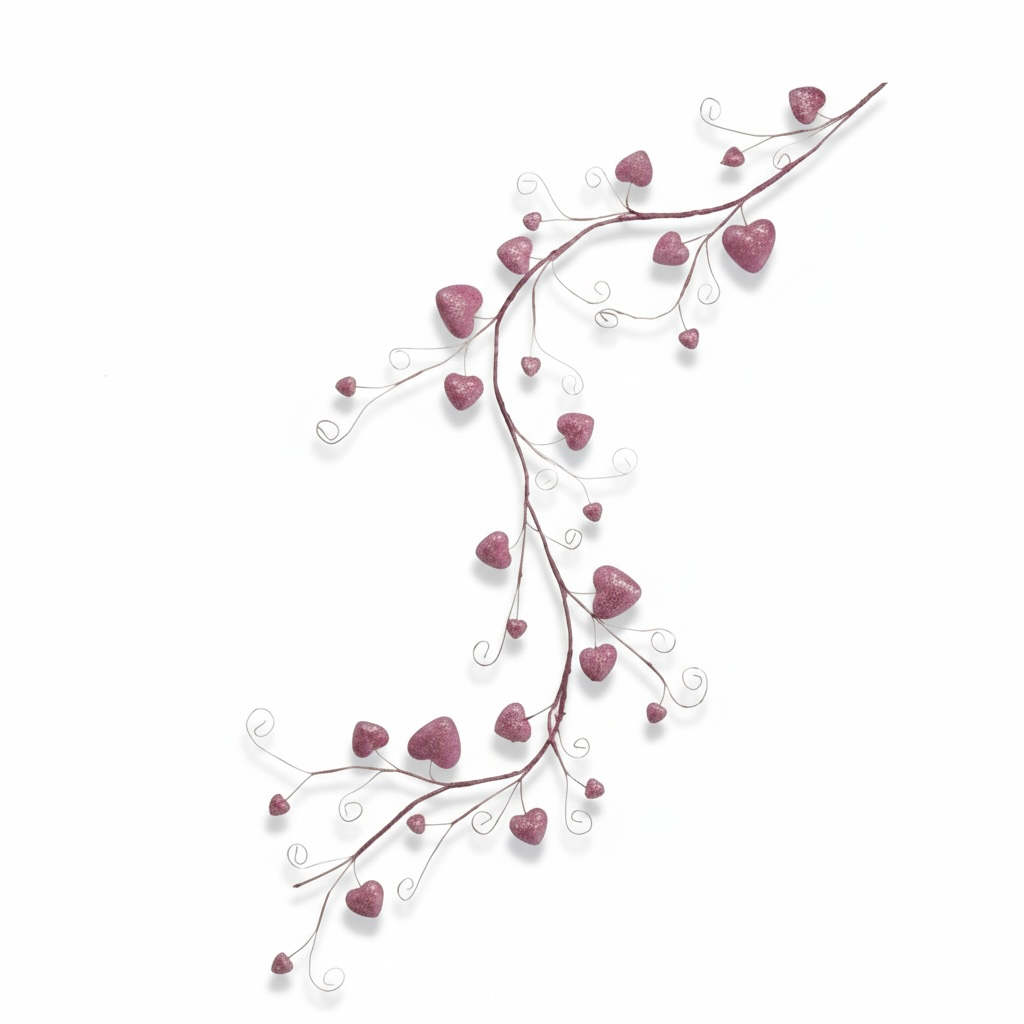 Pink Glitter Heart Garland – 48"