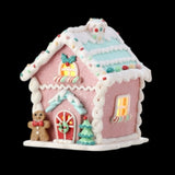 Pastel Gingerbread House with LED Light – 5"