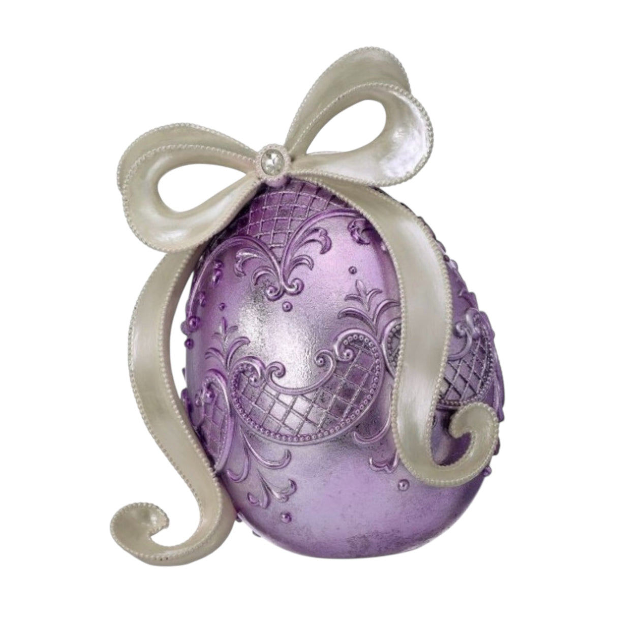 12.5" Resin Egg with Bow & Jewel