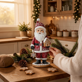 10" Gingerbread Santa with Gingerbread House Figurine