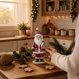 10" Gingerbread Santa with Gingerbread House Figurine