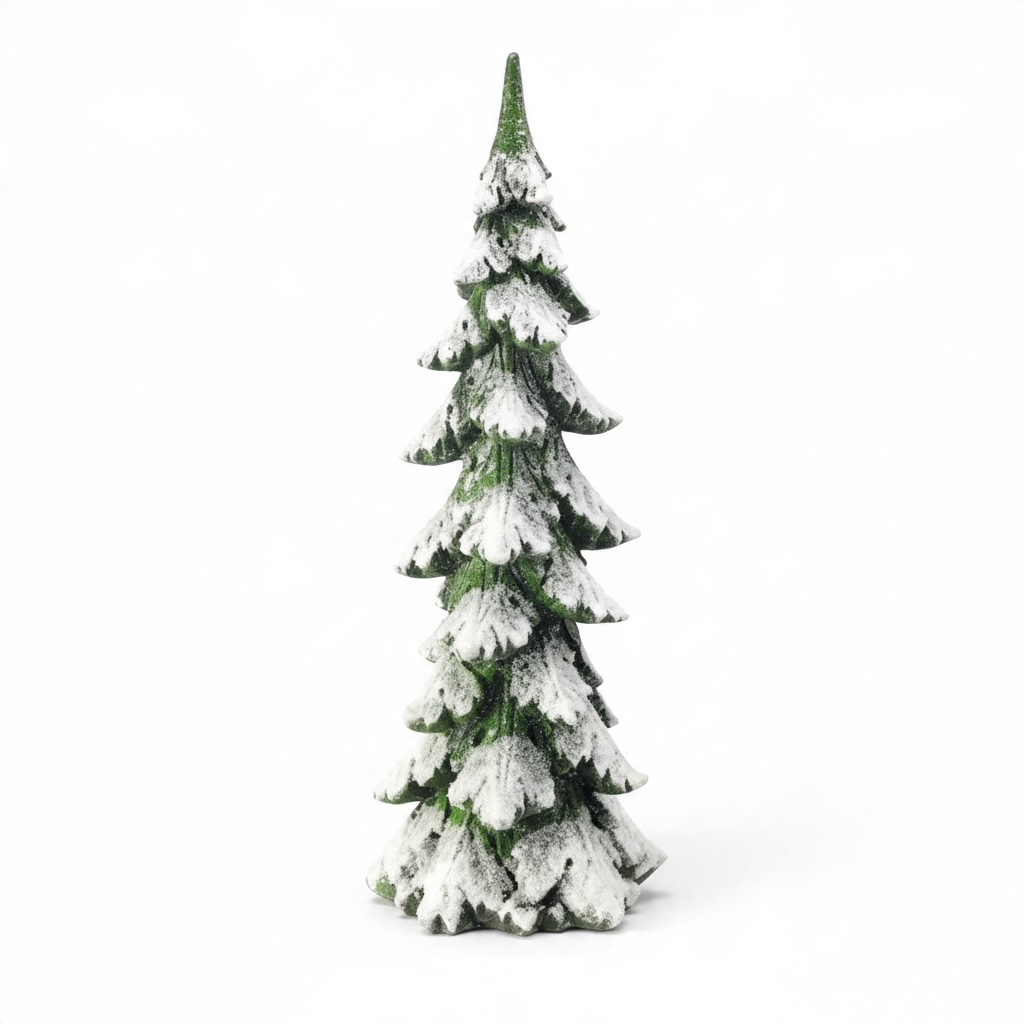15" Frosted Snow Tree Resin Christmas Décor