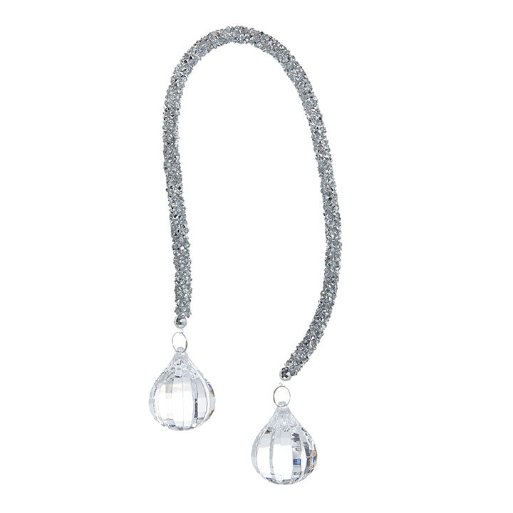 Twinkle Tether Ornament – Silver Sparkle & Crystal Drop Set of 6