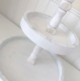 Round Tiered Tray – Distressed White Finish, 15" Base