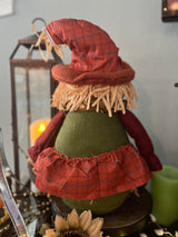 16" Sitting Scarecrow Girl – Whimsical Fall Companion