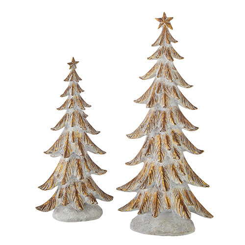 Snowy Gilded Tree Set – Set of 2