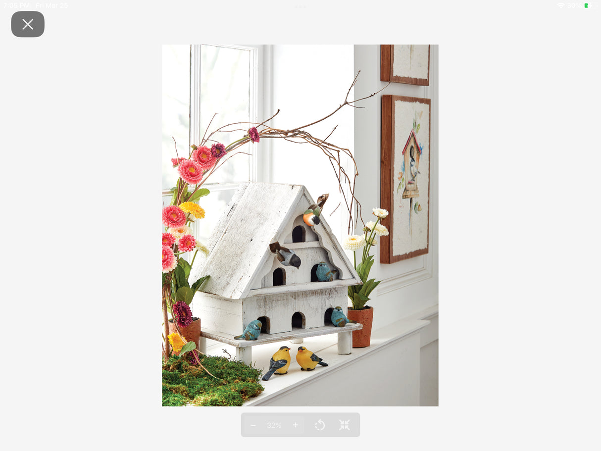 Distressed Whitewashed Birdhouse – 16" Garden-Inspired Accent