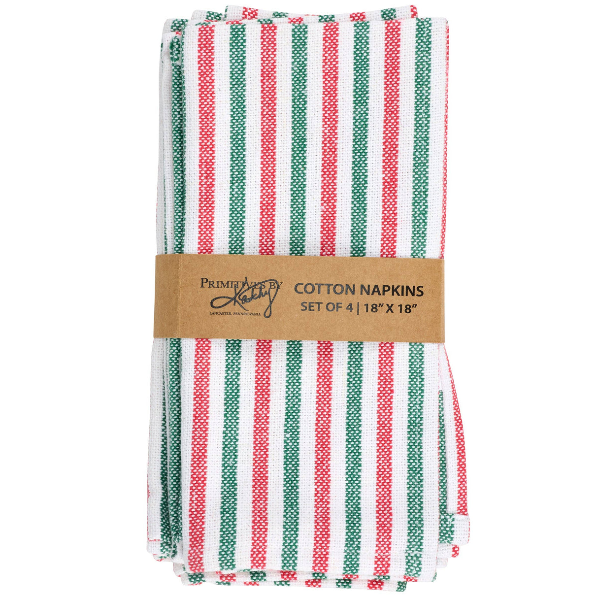Christmas Stripe Cotton Napkin Set – 18" x 18" (Set of 4)