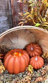 Harvest Flicker Pumpkin – Moving Flame LED Candle (4.5 x 2.75")