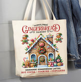 Christmas Gingerbread Bakery House Canvas Tote Bag