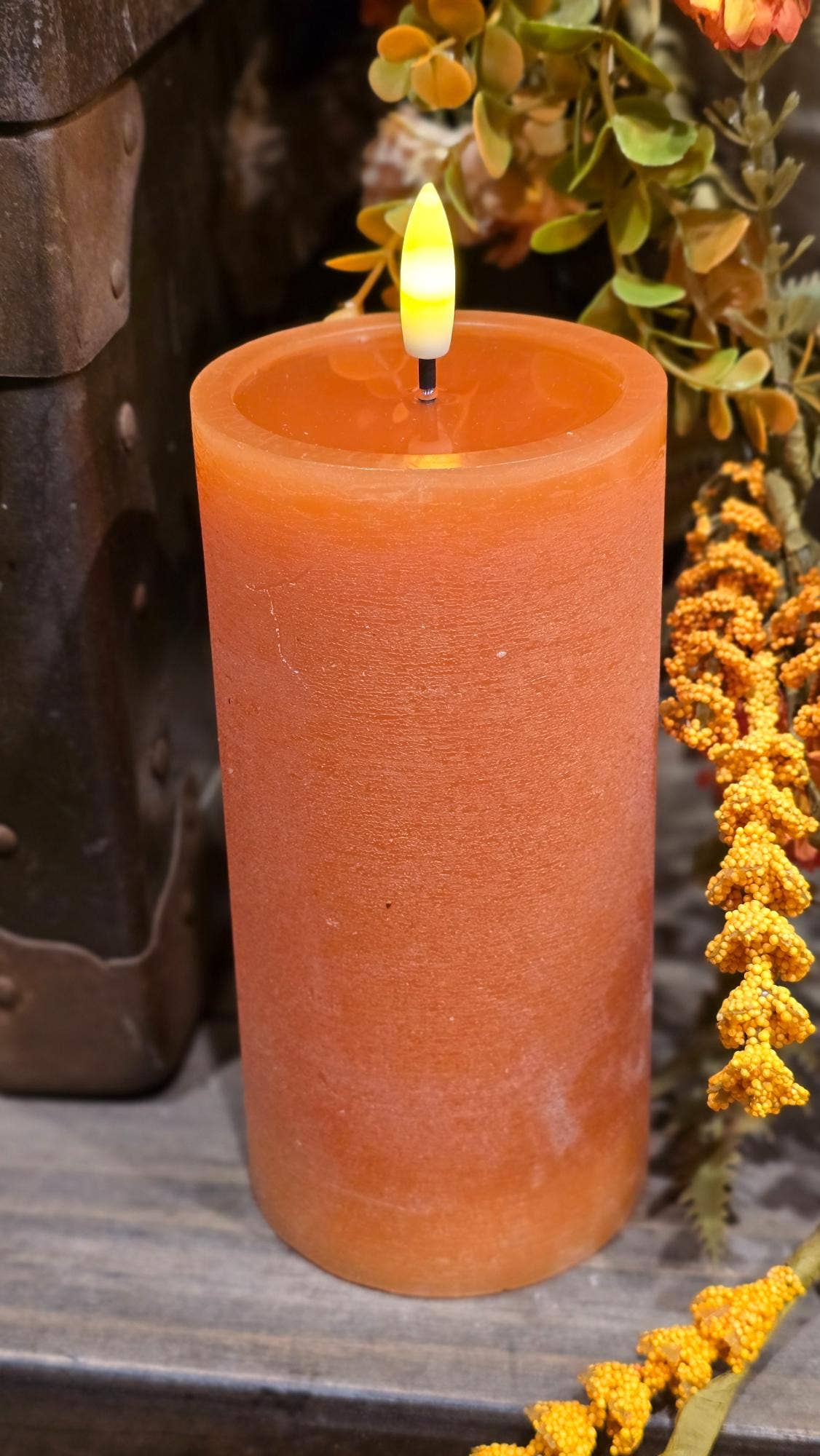 Autumn Ember Melted Glow LED Pillar – 3 x 6"
