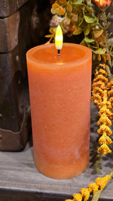 Autumn Ember Melted Glow LED Pillar – 3 x 6"