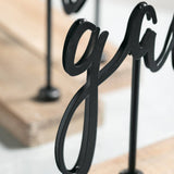 Sculpted Iron Word Signs on Fir Wood Base – “Blessed,” “Thankful,” or “Gather”