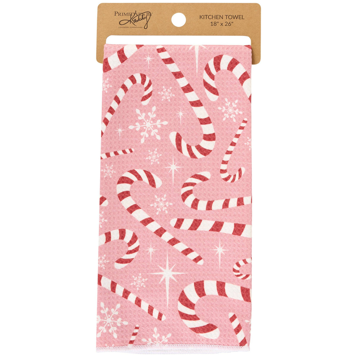 Pastel Candy Cane Waffle Weave Kitchen Towel – 18" x 26"