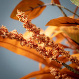 Fall Leaf & Seed Pick – Autumn Faux Stem in Sunset Hues (21″)