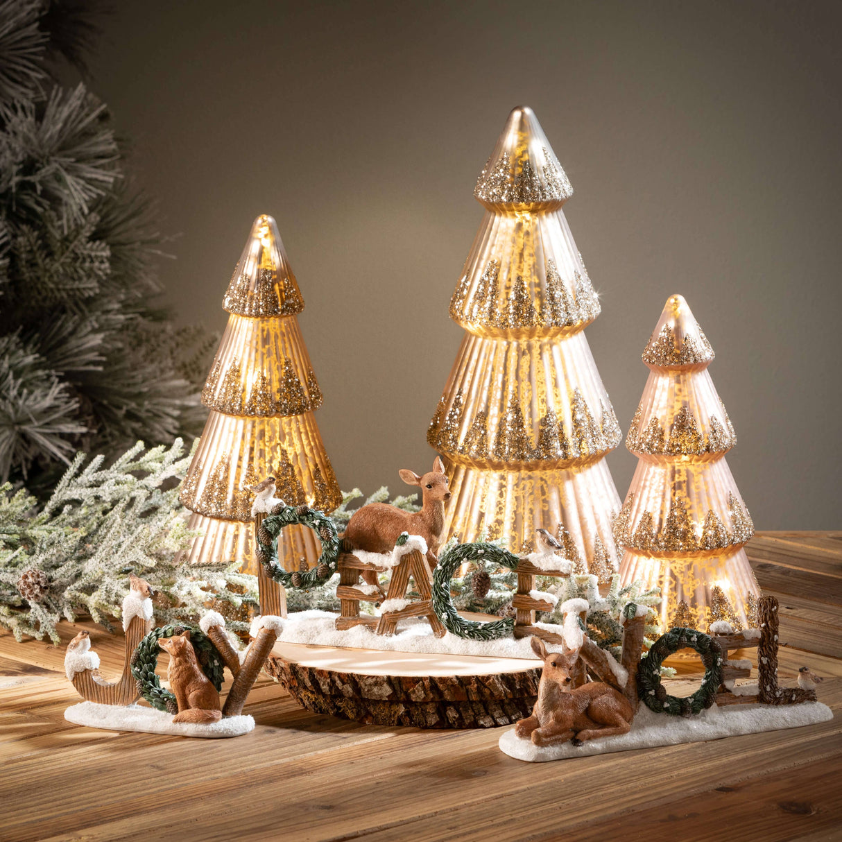 Woodland Christmas Text Animal Blocks – Peace, Joy, or Noel