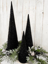 Black Glass Beads Cone Tree – 12" Modern Christmas Decor