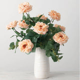 Ivory Glossed Vase – Crackled Ivory Ceramic with Subtle Ribbed Texture