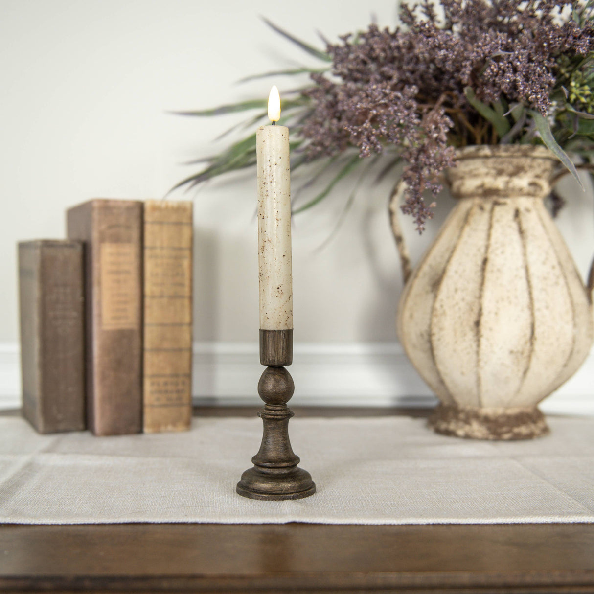 Bishop Taper Candlestick – 5″ Rubbed Bronze Holder with Chess-Inspired Silhouette