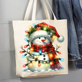 Christmas Snowman with Lights Canvas Tote Bag