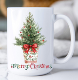 Christmas Watercolor Toile Tree Coffee Mug
