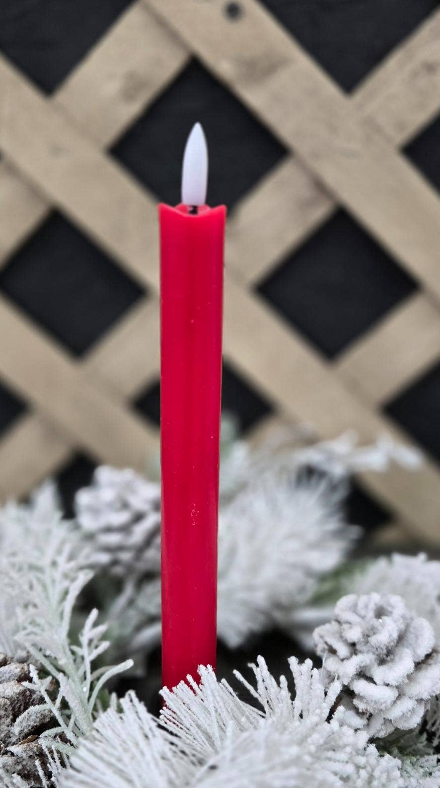 Holiday Red Glow Realistic Flame Taper Set – 10" (Set of 2)