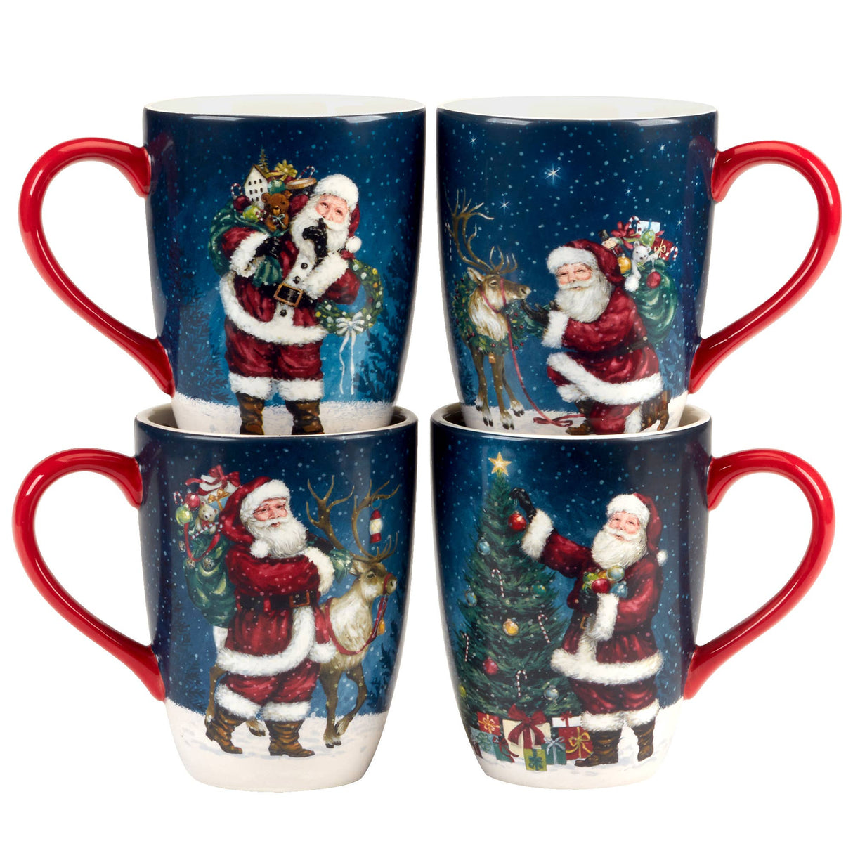 Santa Mugs – Storybook Winter & Christmas Coffee Mugs (Sold Individually)