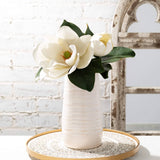 Ivory Glossed Vase – Crackled Ivory Ceramic with Subtle Ribbed Texture