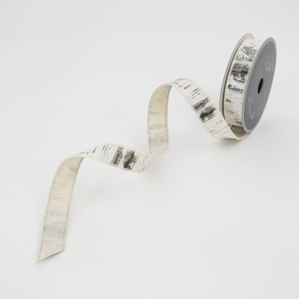 White Birch Ribbon – 1" Wired Rustic Designer Trim by Farrisilk