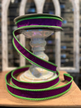 Purple & Lime Cord Ribbon – 1" Wired Designer Ribbon by Farrisilk