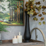 Black Metal Pedestal Vase – Antiqued Bud Vase for Farmhouse, Classic & Modern Décor