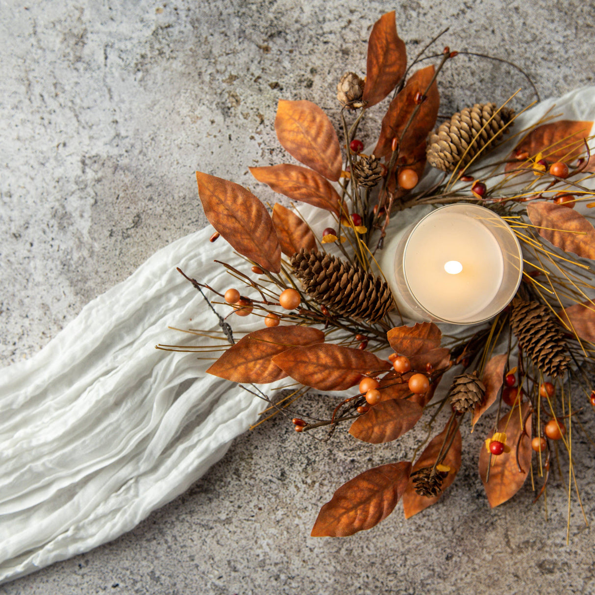 Orange Pine Candle Ring / Small Wreath Set of 2 – Ragon House
