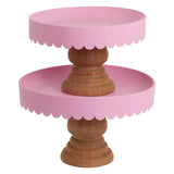 Scalloped Metal & Wood Decor Stands – Set of 2