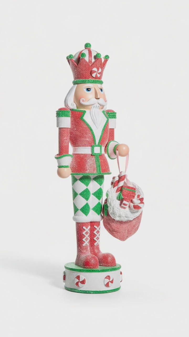 24" Classic Christmas Nutcracker Holding Gift Bag