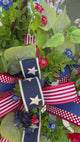 Square Patriotic Butterfly Wreath – Designer Ribbon Americana Door Decor